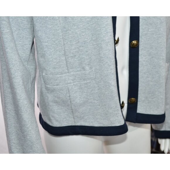 Tommy Hilfiger Open Front Cardigan “85 Crest Logo” Buttons Gray Blue Size L - Picture 2 of 6